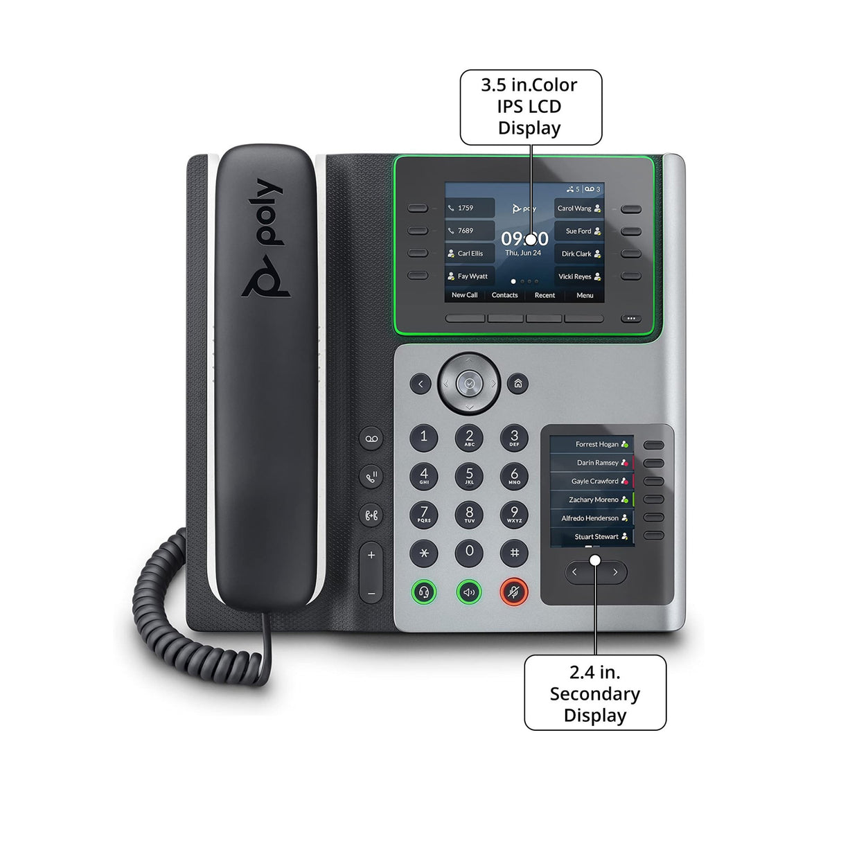 Poly Edge E450 IP Desk Phone with Wi-Fi Bluetooth and 8-Line Keys (6 Pack)