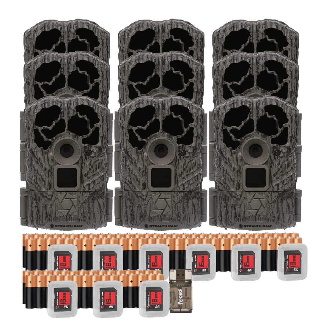 Stealth Cam Browtine 16MP Game Camera Bundle with Card Reader (9 Pack)