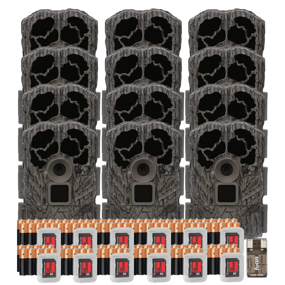 Stealth Cam Browtine 16MP Game Camera Bundle with Card Reader (12 Pack)