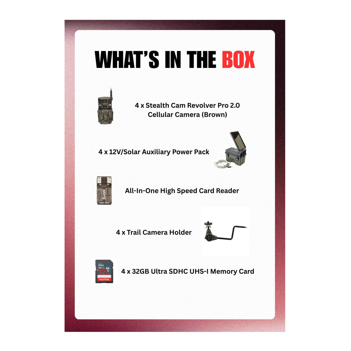 Stealth Cam Revolver Pro 2.0 360-Degree 40MP 1440p Brown Trail Cameras Bundle