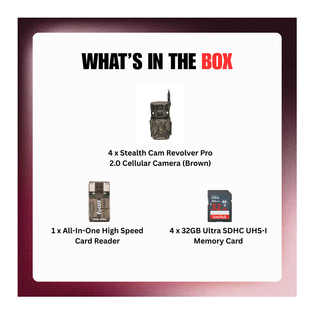 Stealth Cam Revolver Pro 2.0 40MP 360-Degree Brown Cellular Cameras Bundle