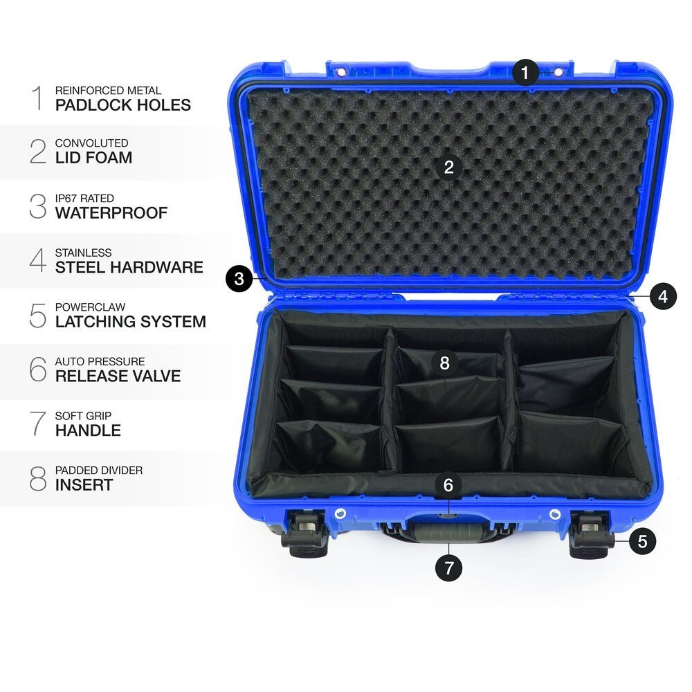 Nanuk 935 Waterproof Wheeled Hard Case with Padded Dividers (Blue)