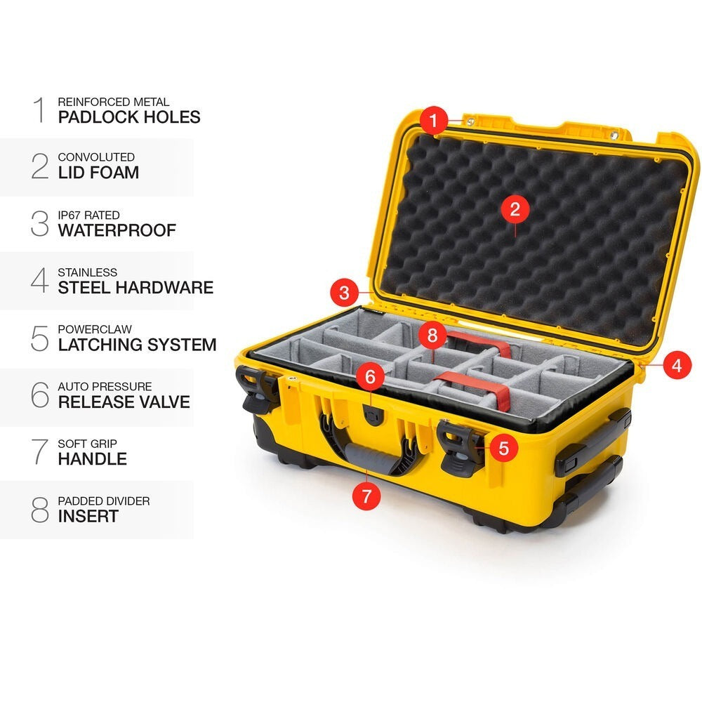 Nanuk 935 Waterproof Wheeled Hard Case with Padded Dividers (Yellow)