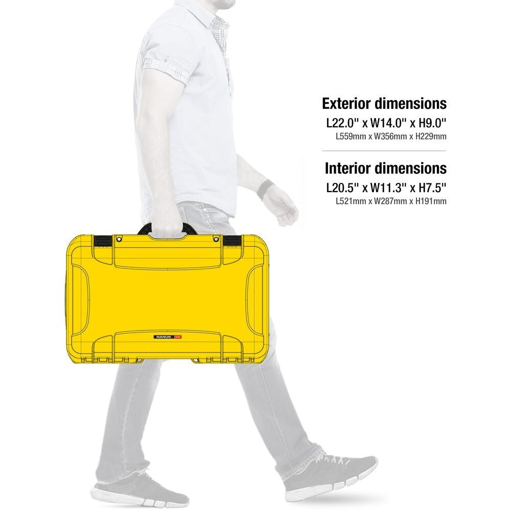 Nanuk 935 Waterproof Wheeled Hard Case with Padded Dividers (Yellow)