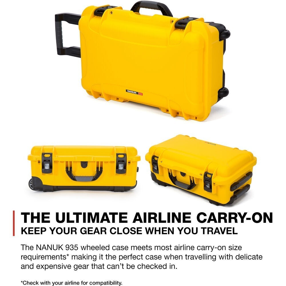 Nanuk 935 Waterproof Wheeled Hard Case with Padded Dividers (Yellow)