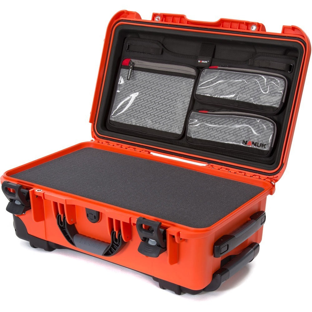 Nanuk 935 Waterproof Wheeled Hard Case with Foam and Lid Organizer (Orange)