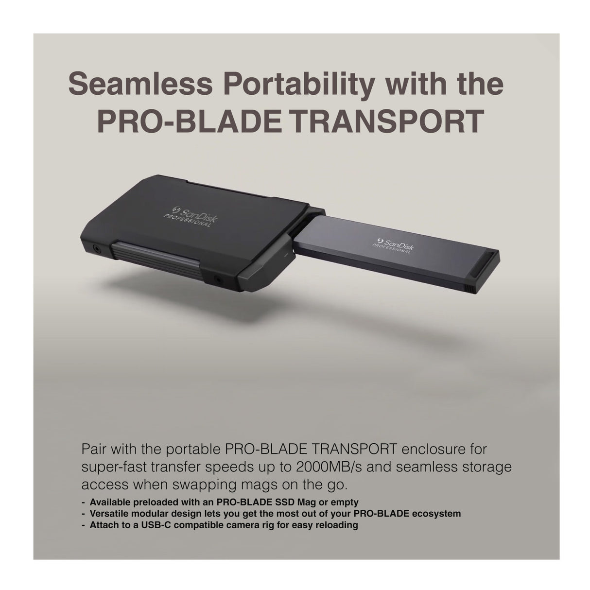 Sandisk Professional 2 TB Pro-Blade SSD MAG NvME with Pro-Blade Transport (0 TB)