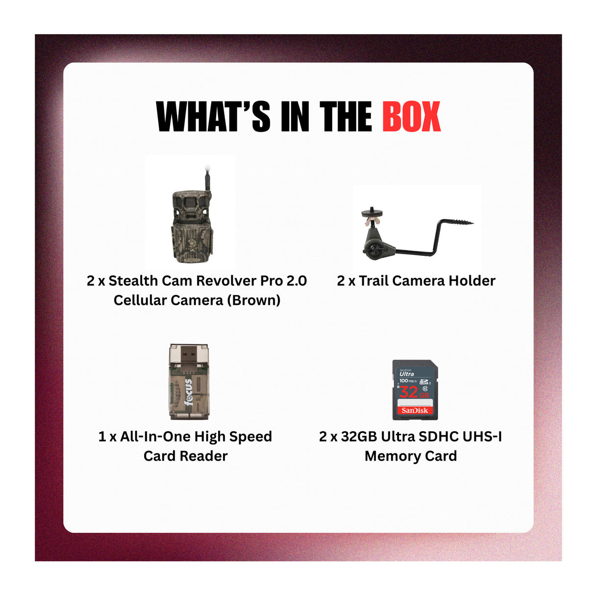 Stealth Cam Revolver Pro 2.0 360-Degree 1440p Video Trail Camera (Brown) Bundle