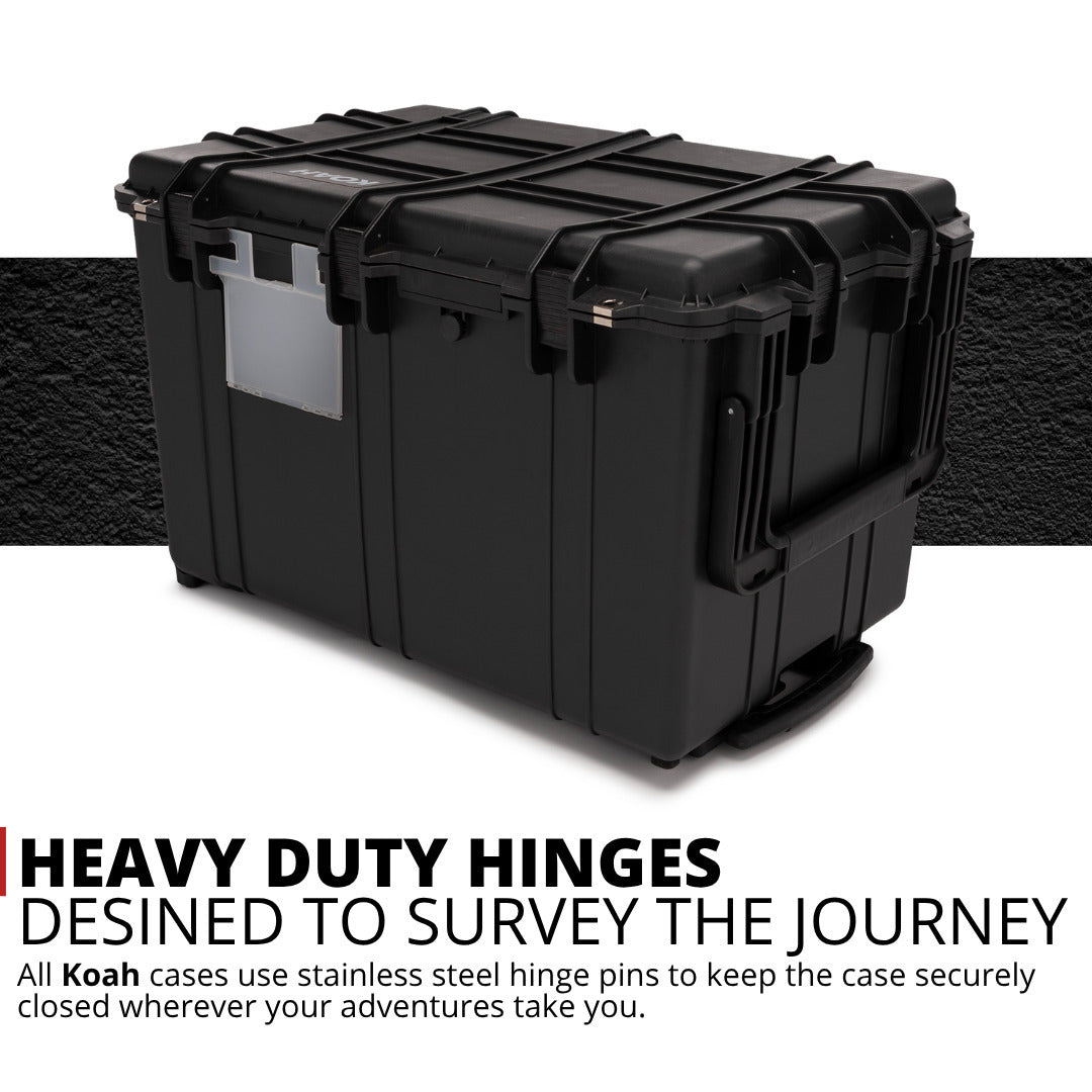 Koah Weatherproof 32 Inch Transport Roller Hard Case with Customizable Foam (Black)