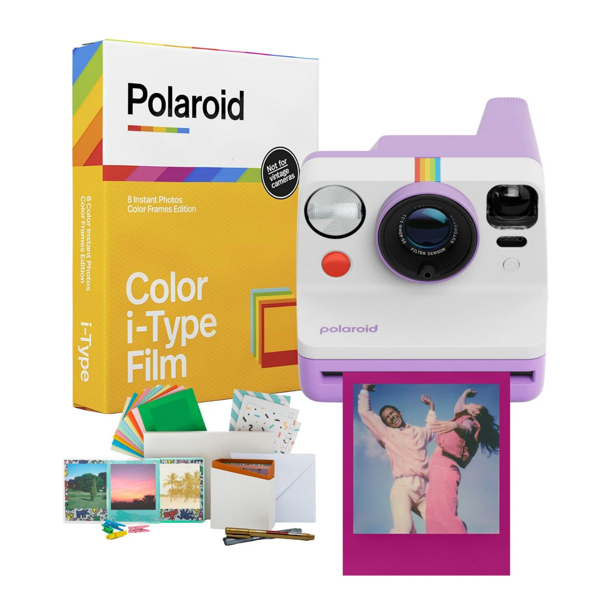 Polaroid Now Generation 3 Analog Instant Camera (Purple) and Accessories Bundle
