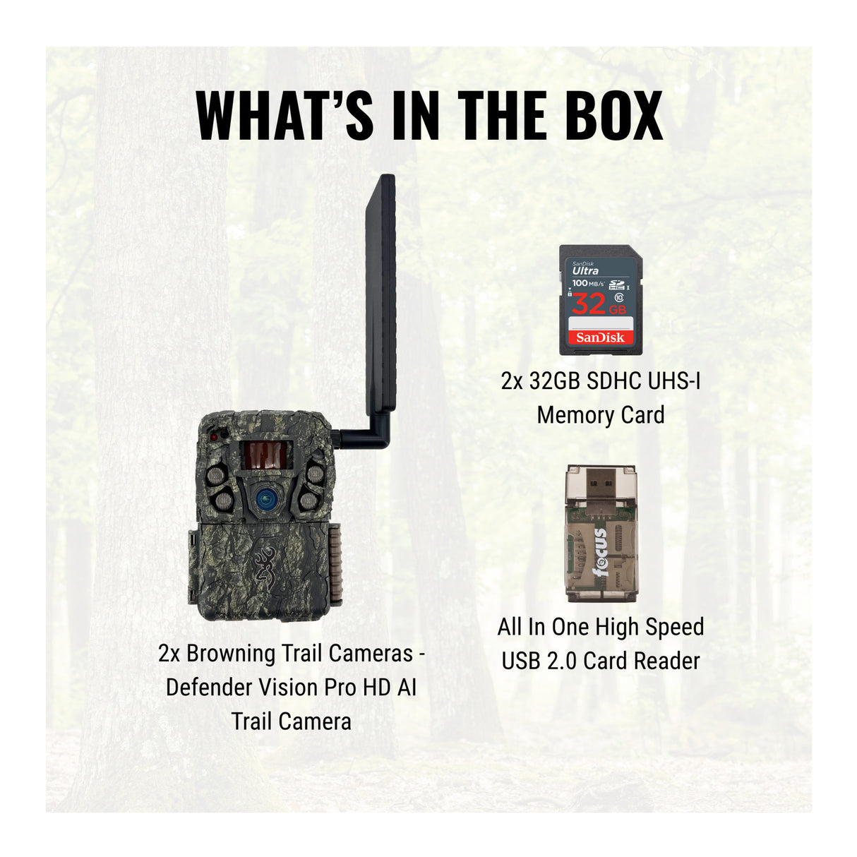 Browning Trail Cameras - Defender Wireless Vision Pro HD AI 46MP (2-Pack) Bundle