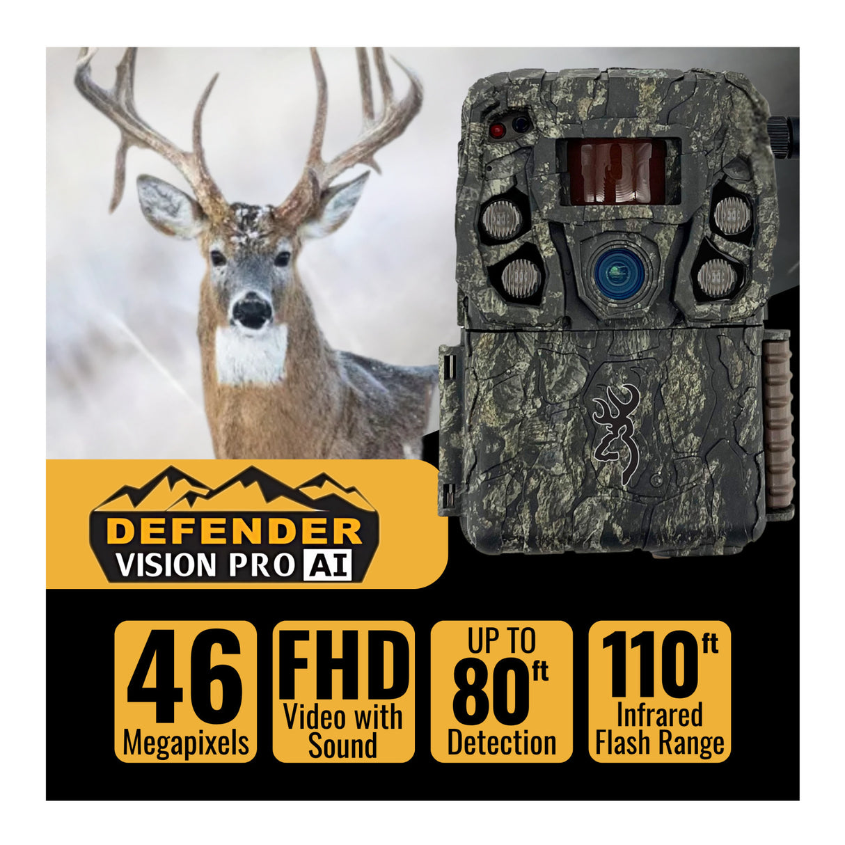 Browning Trail Cameras - Defender Wireless Vision Pro HD AI 46MP Bundle (4-Pack)