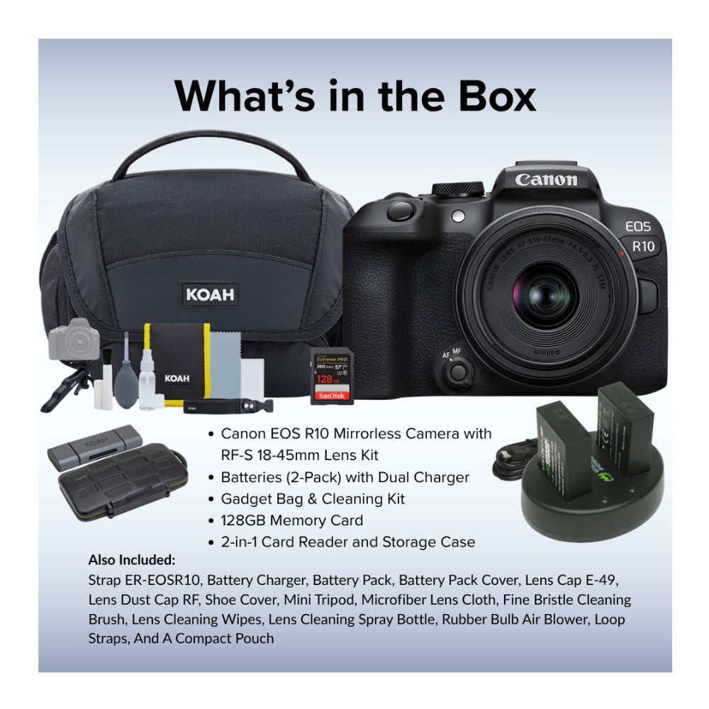 Canon EOS R10 Mirrorless Camera with RF-S 18-45mm Lens Kit Bundle