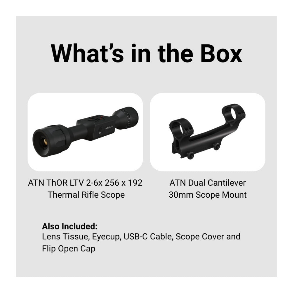 ATN ThOR LTV 2-6x 256 x 192 12 Micron Ultra-Light Thermal Rifle Scope Bundle