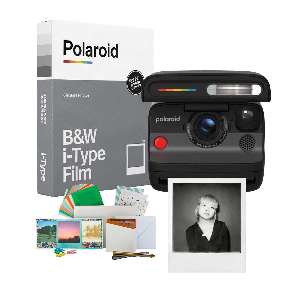Polaroid Flip Instant Camera with Sonar Autofocus with Accessories Kit (Black)