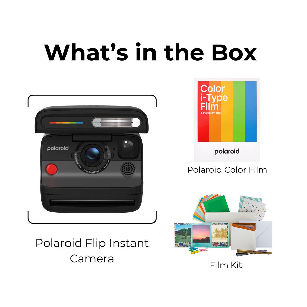 Polaroid Flip Instant Camera (Black) with Color Film and Film Kit