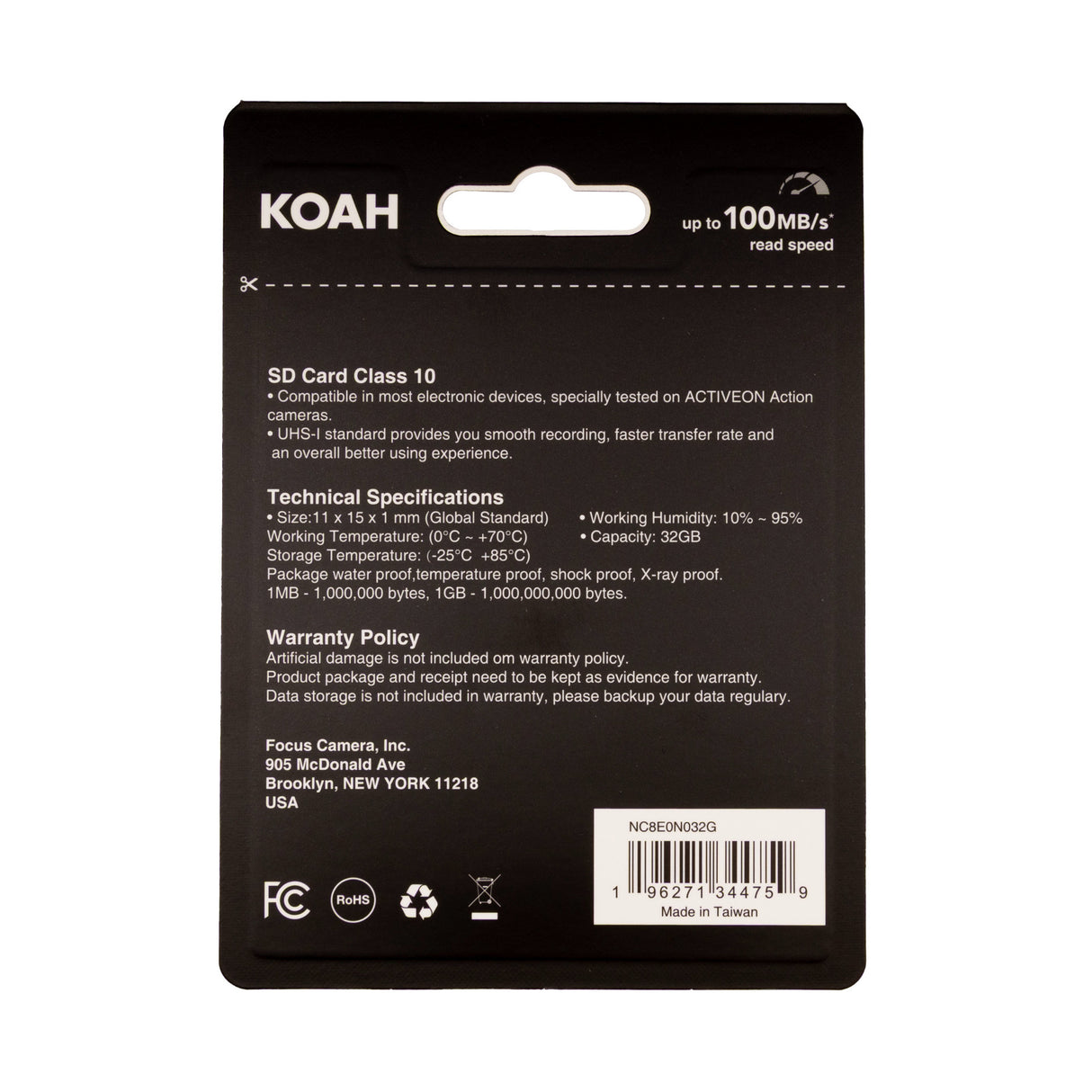 Koah Ultimate 32GB SDHC Memory Card Class10 U3 V30 UHS-I High-Speed Storage