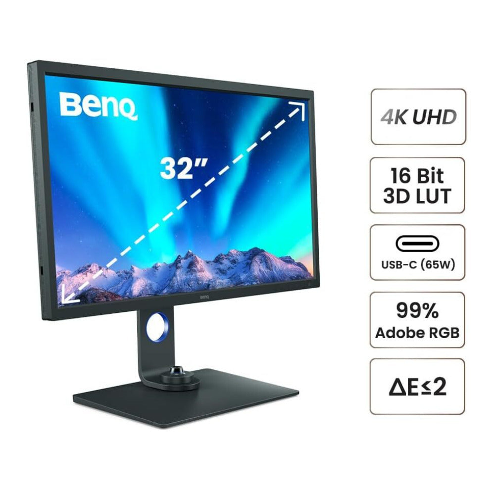 BenQ SW321C 32-Inch 4K HDR IPS Photo and Video Editing Monitor (Black) Bundle