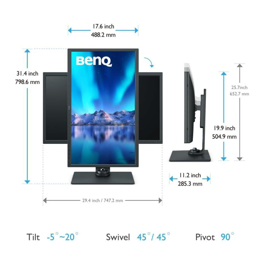 BenQ SW321C 32-Inch 4K HDR IPS Photo and Video Editing Monitor (Black) Bundle