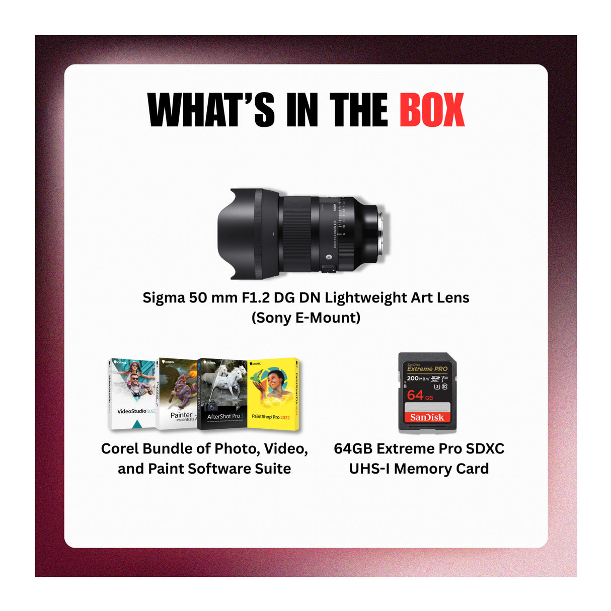 Sigma 50mm F1.2 DG DN Art Lens with HLA Technology (Sony E-Mount) Bundle