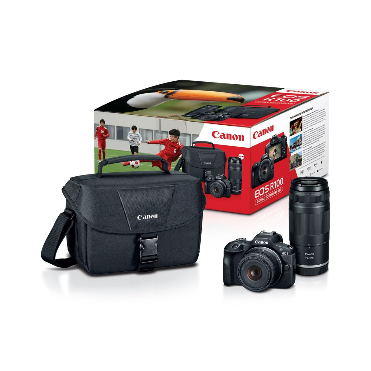 Canon EOS R100 Mirrorless Camera Kit with RF-S18-45mm IS STM, RF75-300mm Lenses