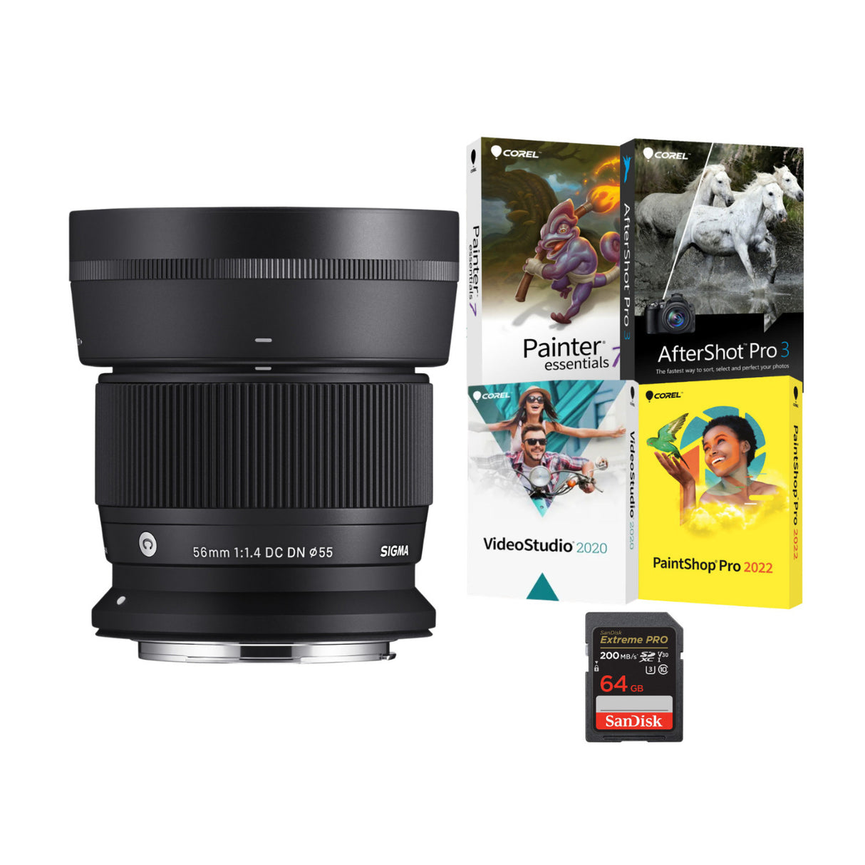 Sigma 56mm F1.4 DC DN Contemporary Lens (Canon RF-Mount) and Accessories Bundle