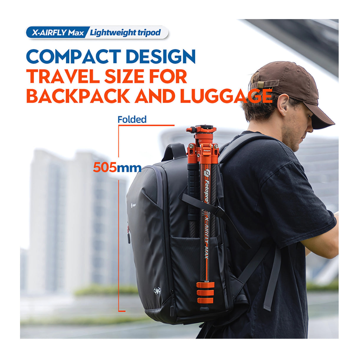 Fotopro X-Airfly Max Tripod with Detachable Monopod and Phone Holder (Orange)