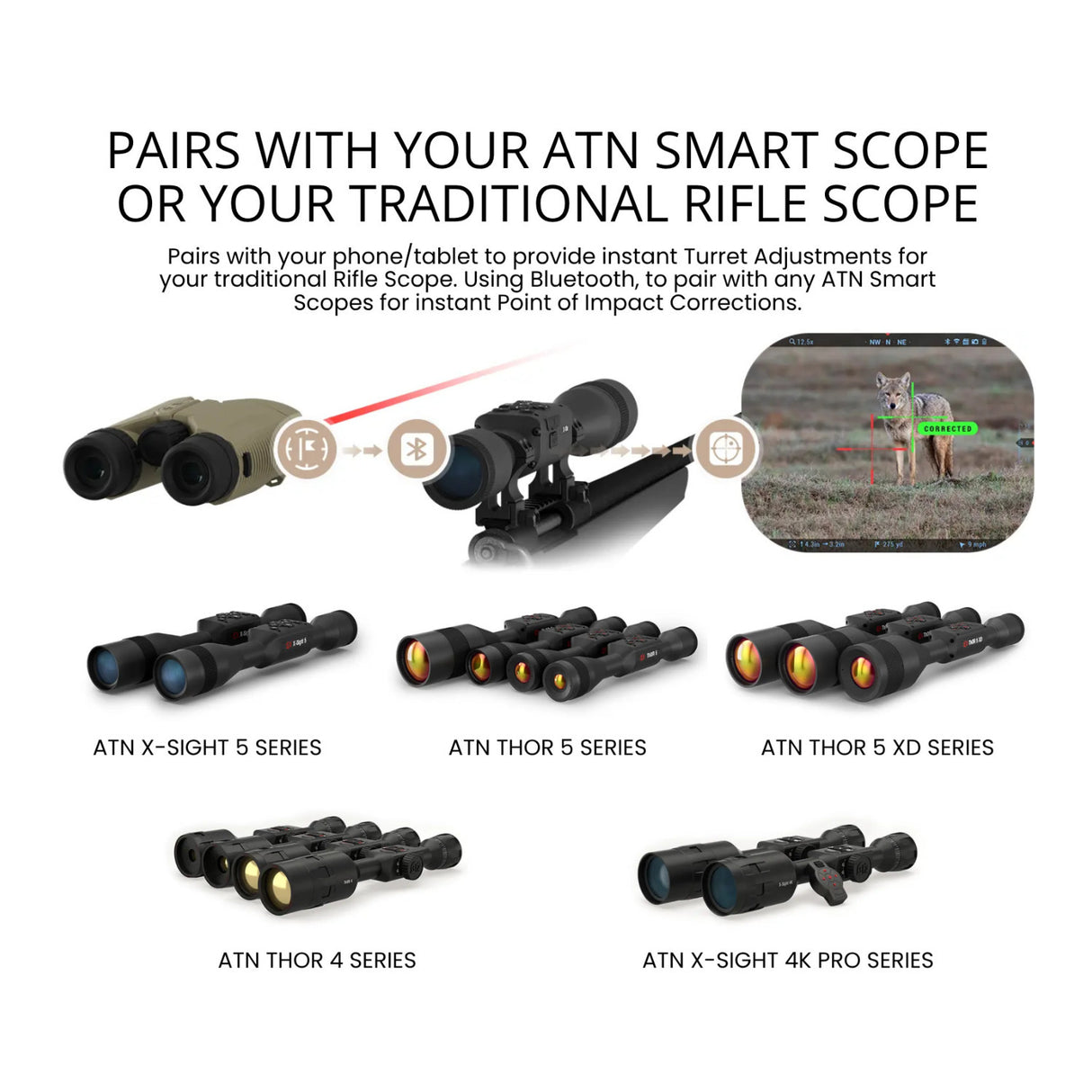 ATN 10x42 3K Laser Ballistics Rangefinder Binoculars IPX6 with LCD Display