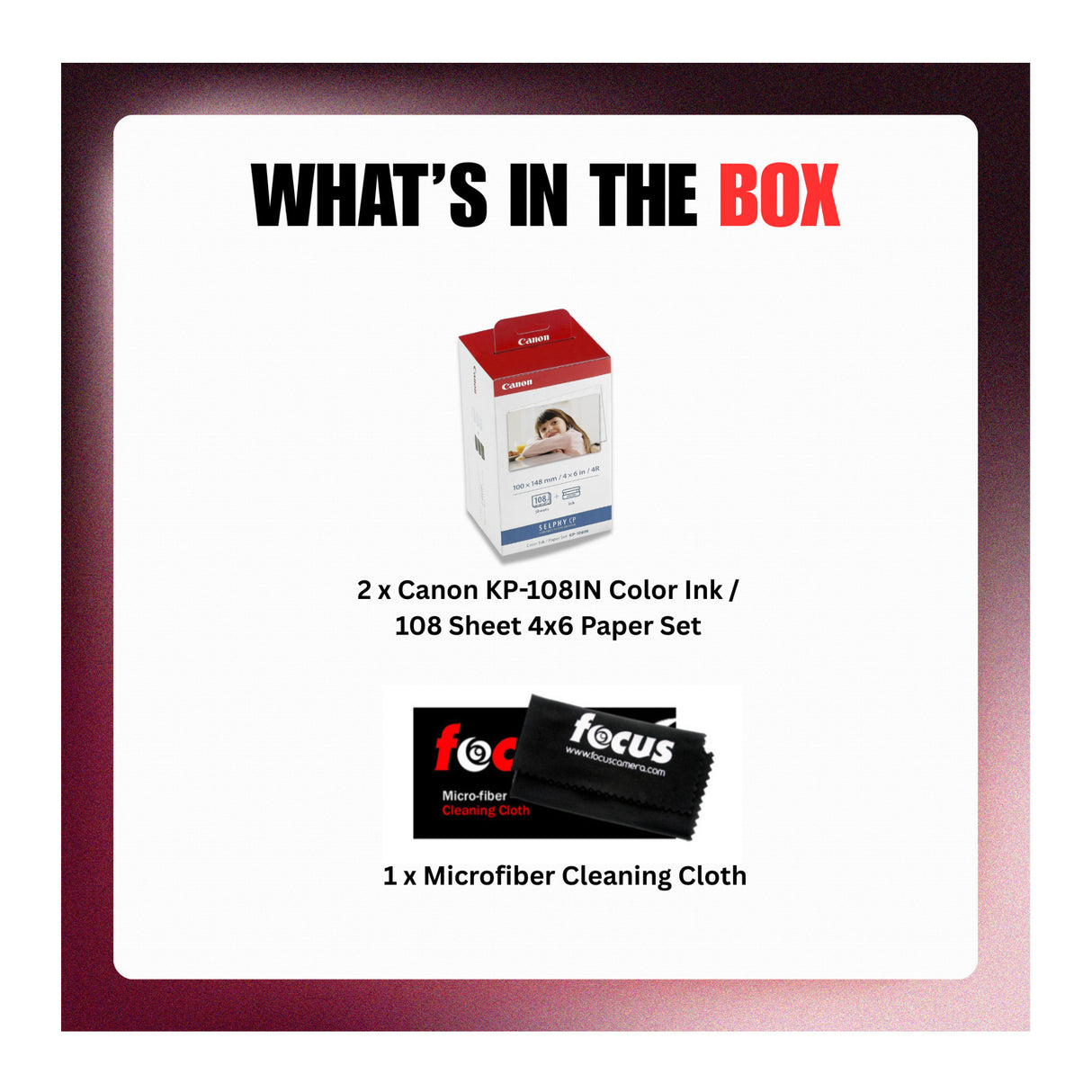 Canon KP-108IN Color Ink 108 Sheet 4x6 Paper Set (2-Pack) Bundle