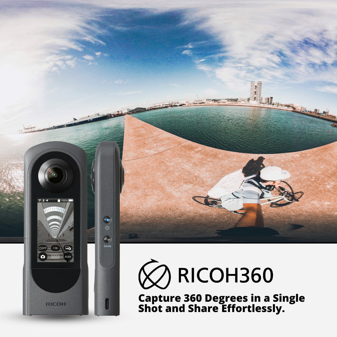 RICOH THETA X 360-Degree Camera Bundle with Lens Cap, Powerbank and Cleaning Pen