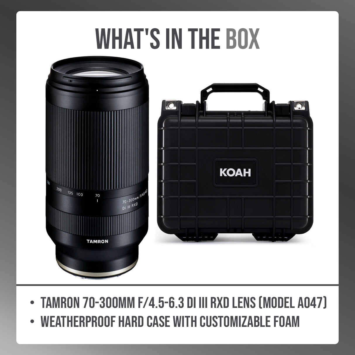 Tamron 70-300mm F/4.5-6.3 Di III RXD Lens with Weatherproof Hard Case Bundle