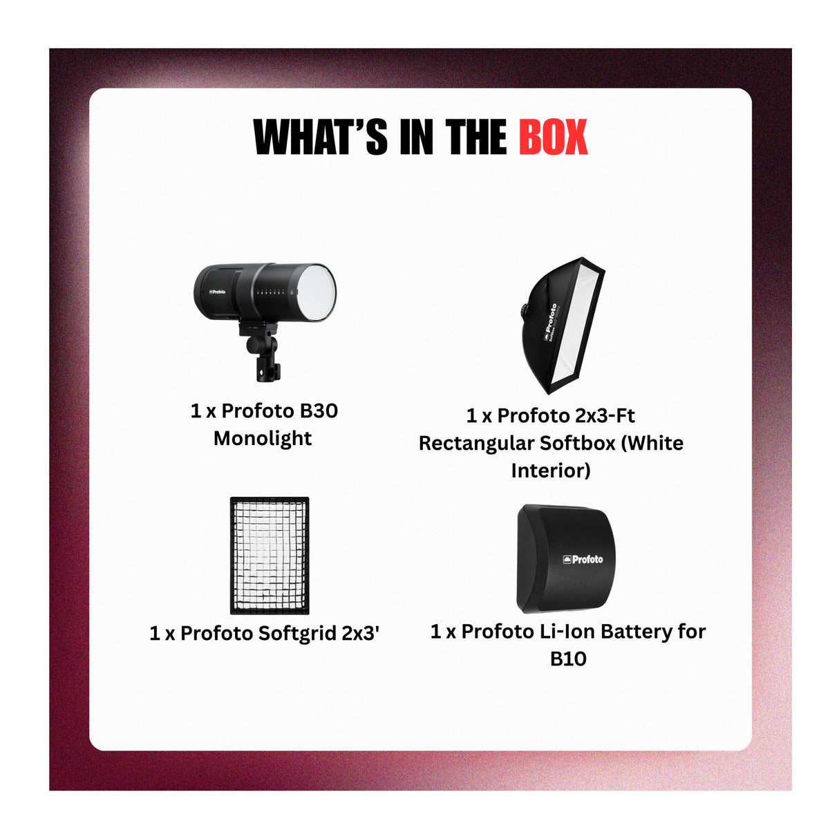 Profoto B30 Monolight with 11-Stop Power Range 40W LED and Accessories Bundle