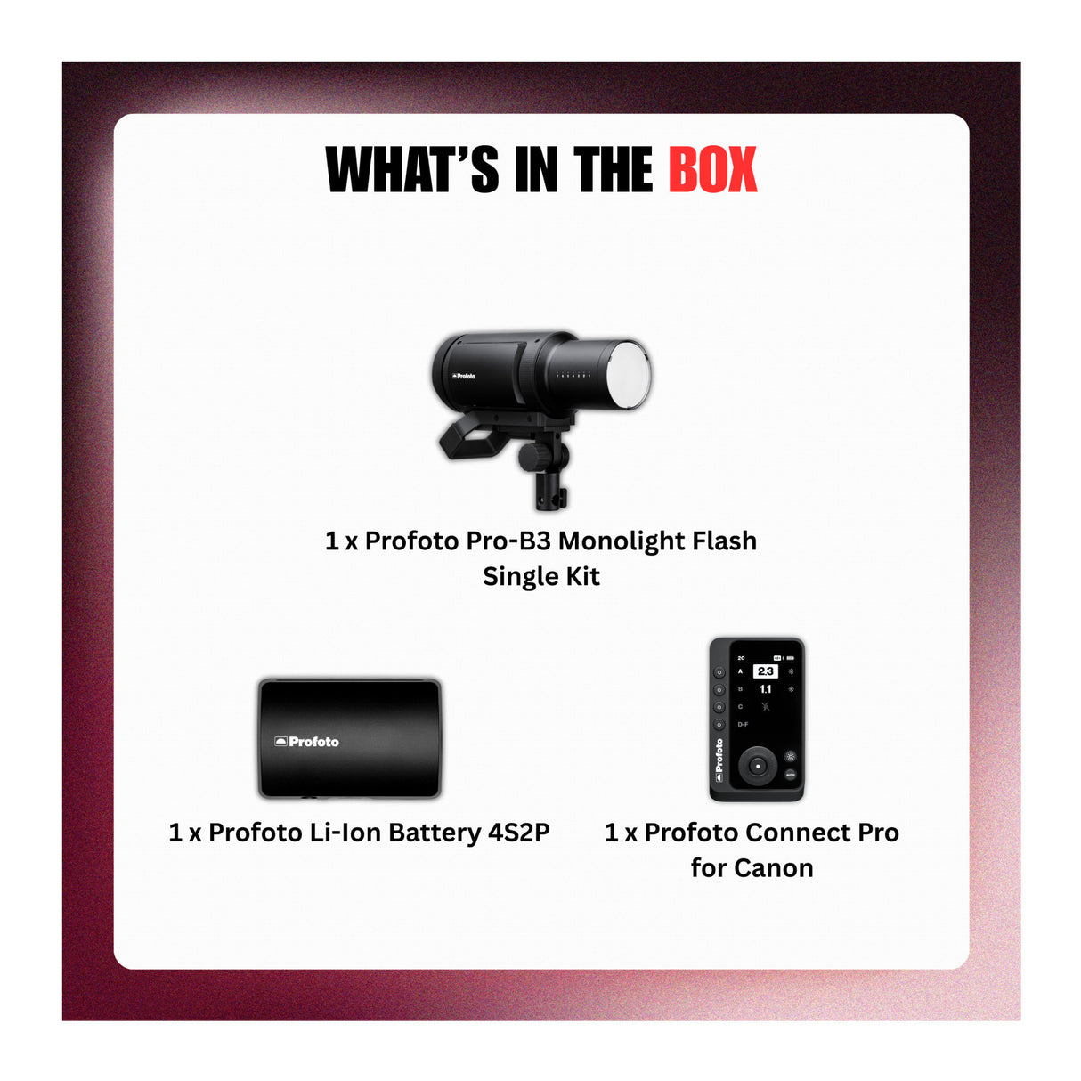 Profoto Pro-B3 Monolight Flash Single Kit with Battery and Connect Pro Bundle