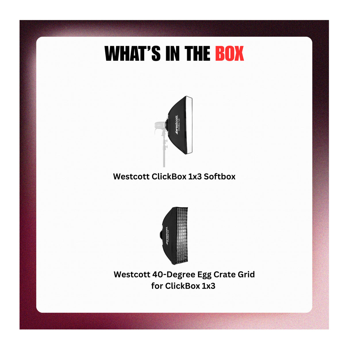 Westcott ClickBox 1x3 Softbox with Bowens S-Mount and 40-Degree Egg Crate Grid