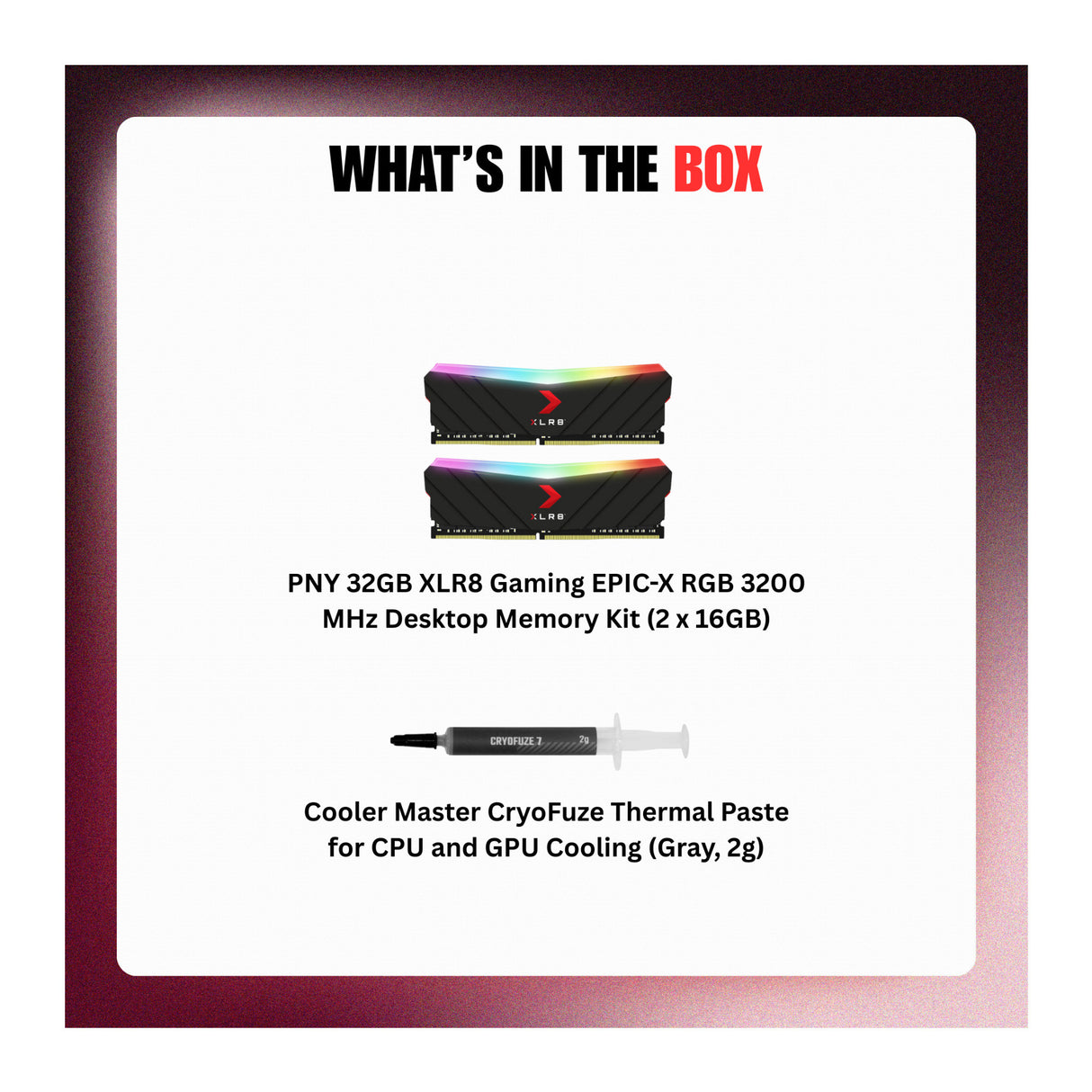 PNY 32GB XLR8 Gaming EPIC-X RGB 3200 MHz Desktop Memory Kit (2 x 16GB) Bundle