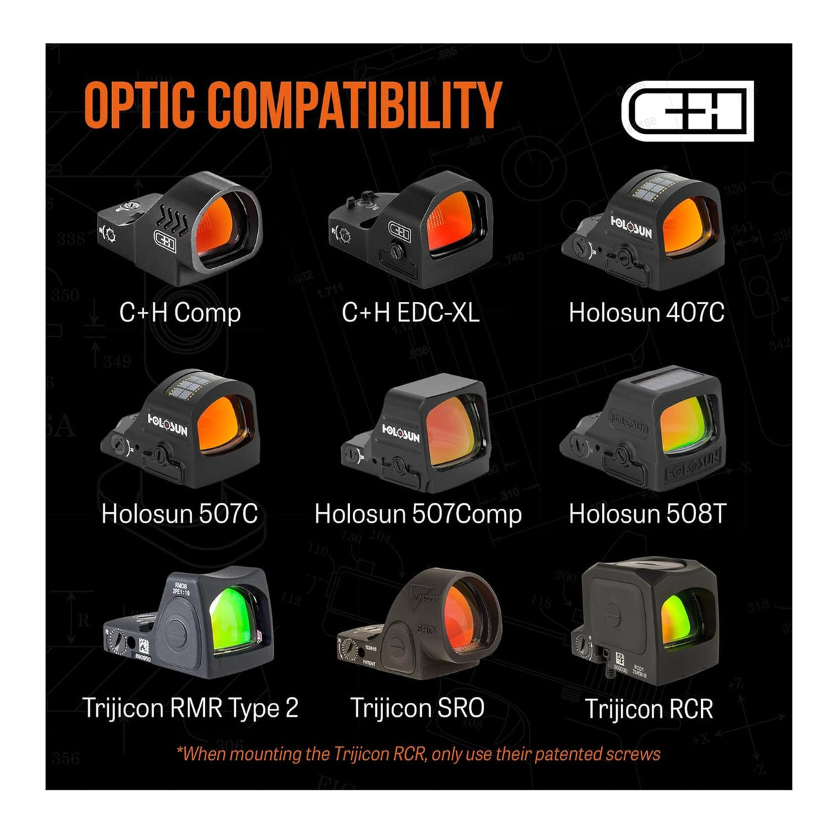 C+H Precision Red Dot Mounting Plate for FN 509, 510, 545 - Trijicon Compatible