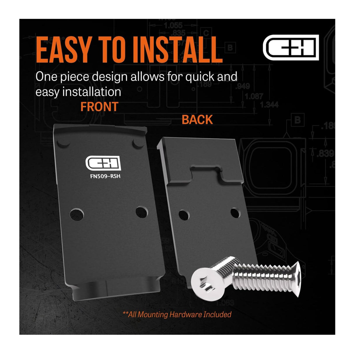 C+H Precision Red Dot Mounting Plate for FN 509, 510, 545 - Trijicon Compatible