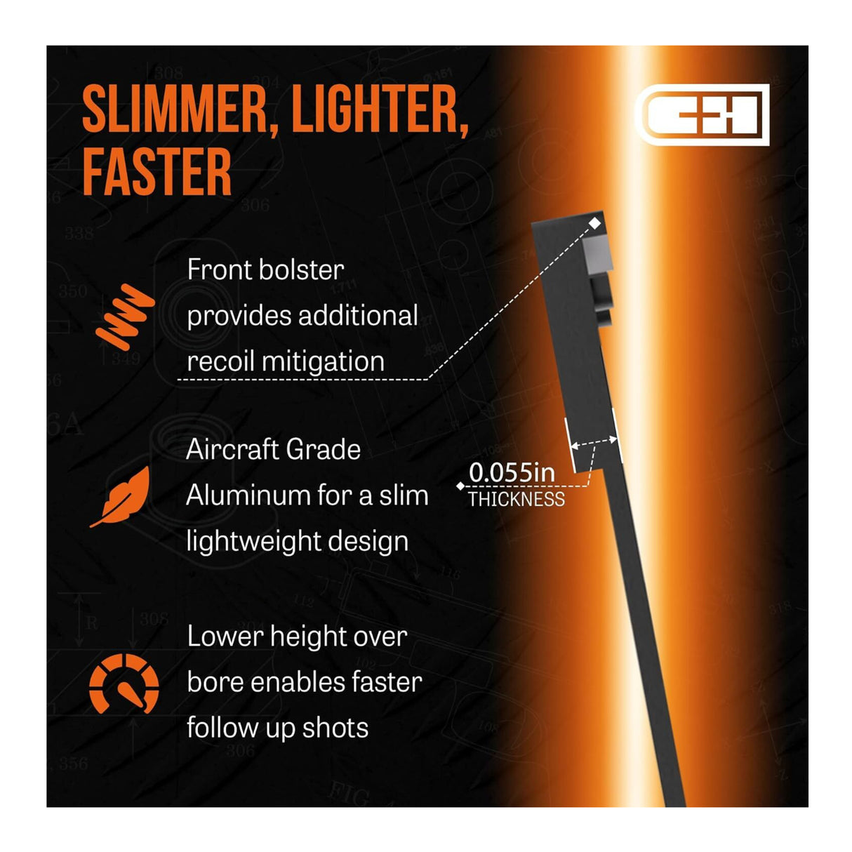 C+H Precision Red Dot Mounting Plate for FN 509, 510, 545 - Trijicon Compatible