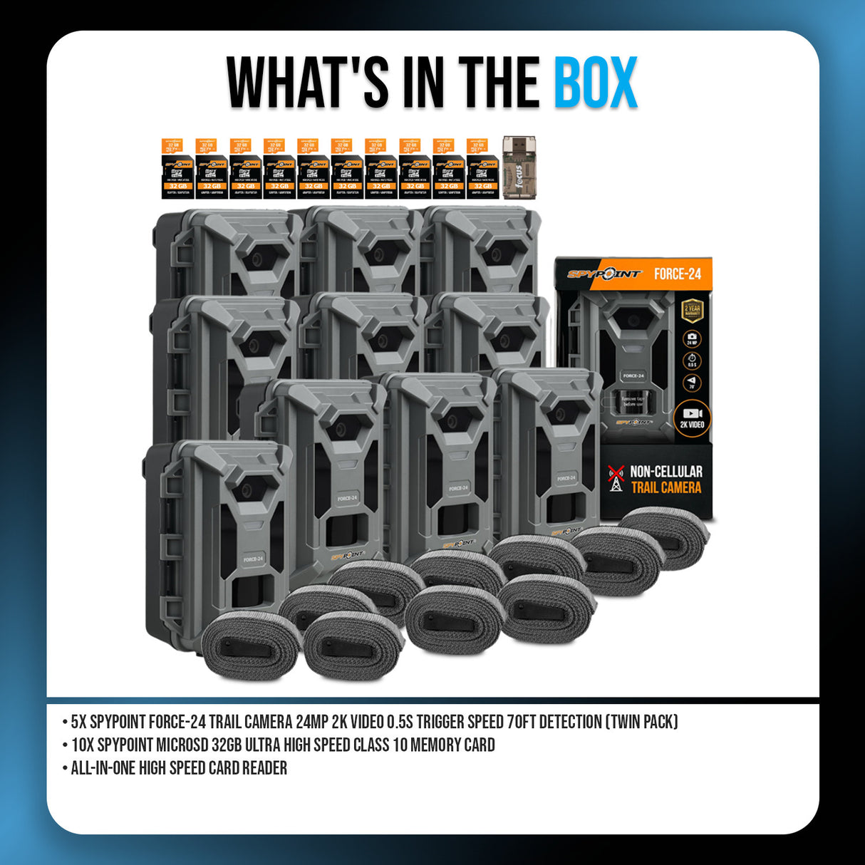 Spypoint Force-24MP Non-Cellular Trail Camera Bundle with Accessories (2 Pack)