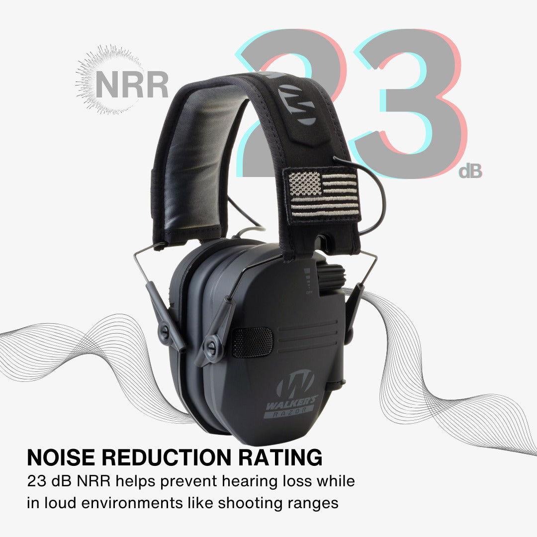 Walkers Razor Slim Electronic Muffs with Walkie Talkie Attachment Bundle