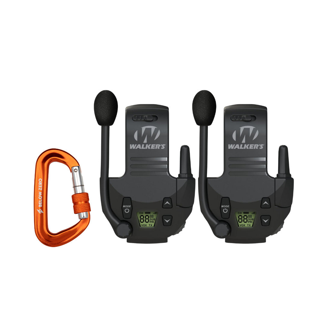 Walker's Razor Walkie Talkie Bluetooth Attachment Bundle with Locking Carabiner