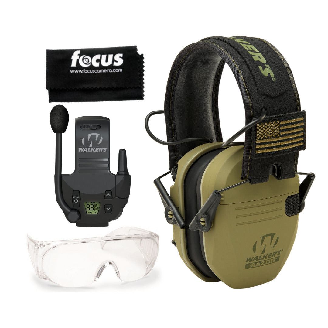 Walkers Razor Patriot Electronic Ear Muffs (Olive Drab Green) Bundle