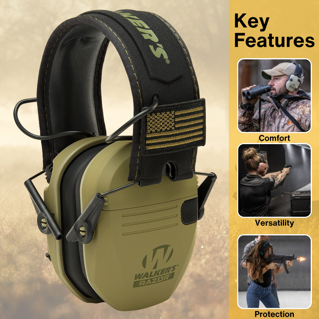 Walkers Razor Patriot Electronic Ear Muffs (Olive Drab Green) Bundle