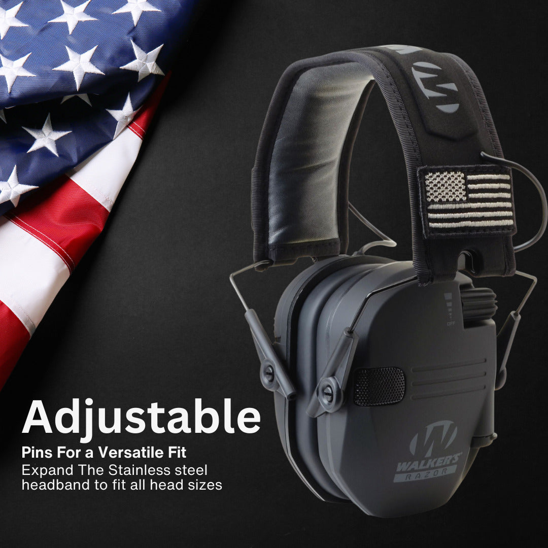 Walkers Razor Slim Electronic Muffs with Walkie Talkie Attachment Bundle