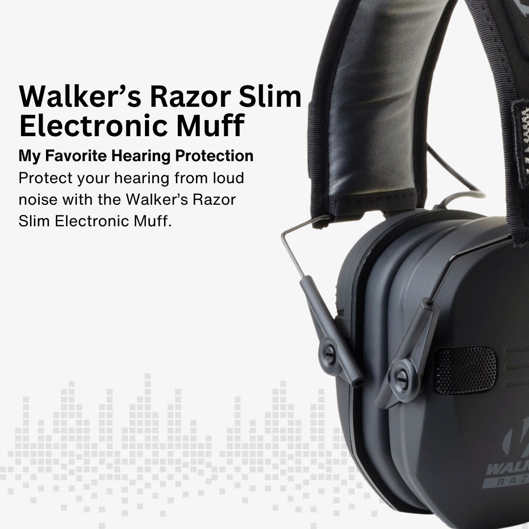 Walkers Razor Slim Electronic Muffs with Walkie Talkie Attachment Bundle