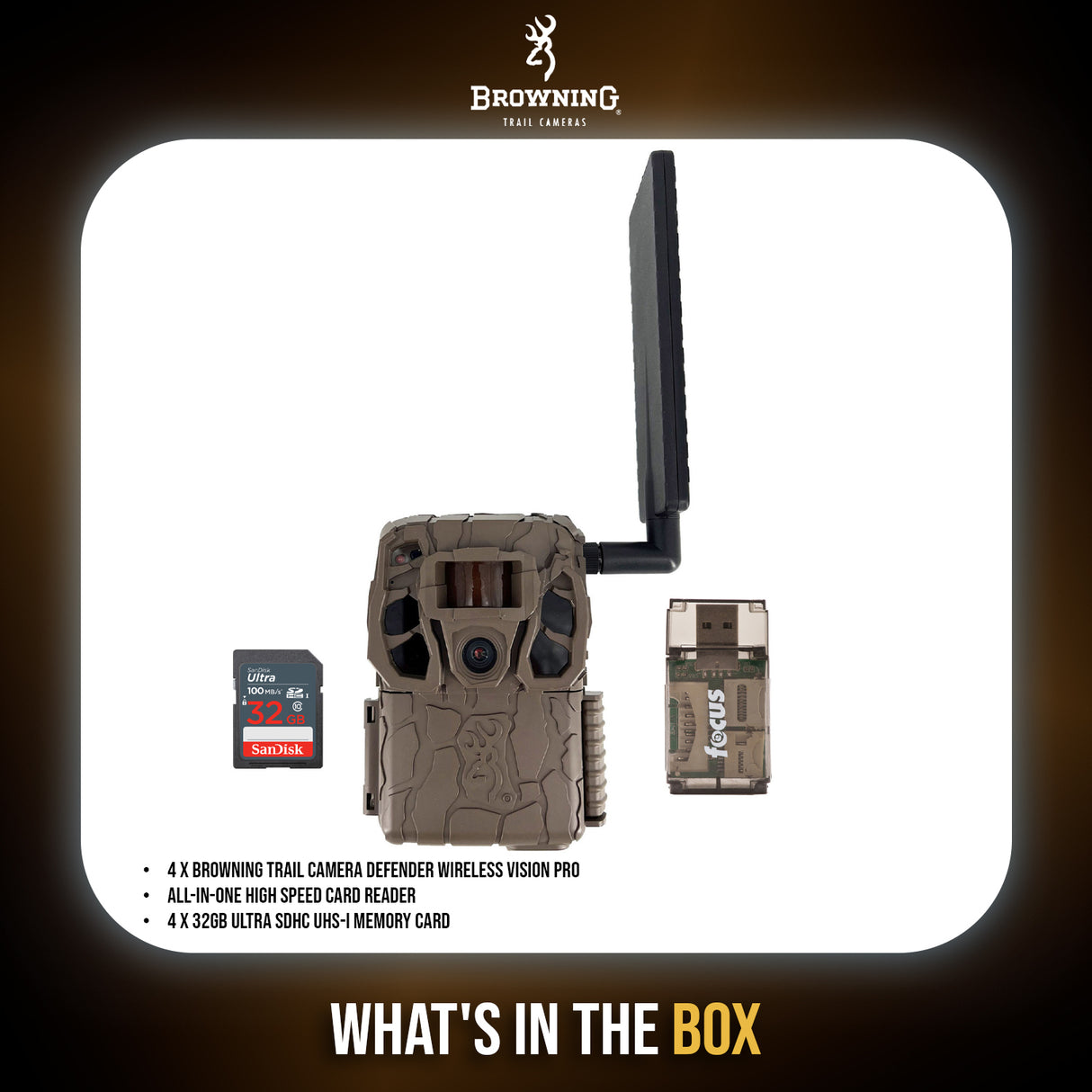 Browning Trail Camera Defender Wireless Vision Pro HD Livestream Bundle (4-Pack)
