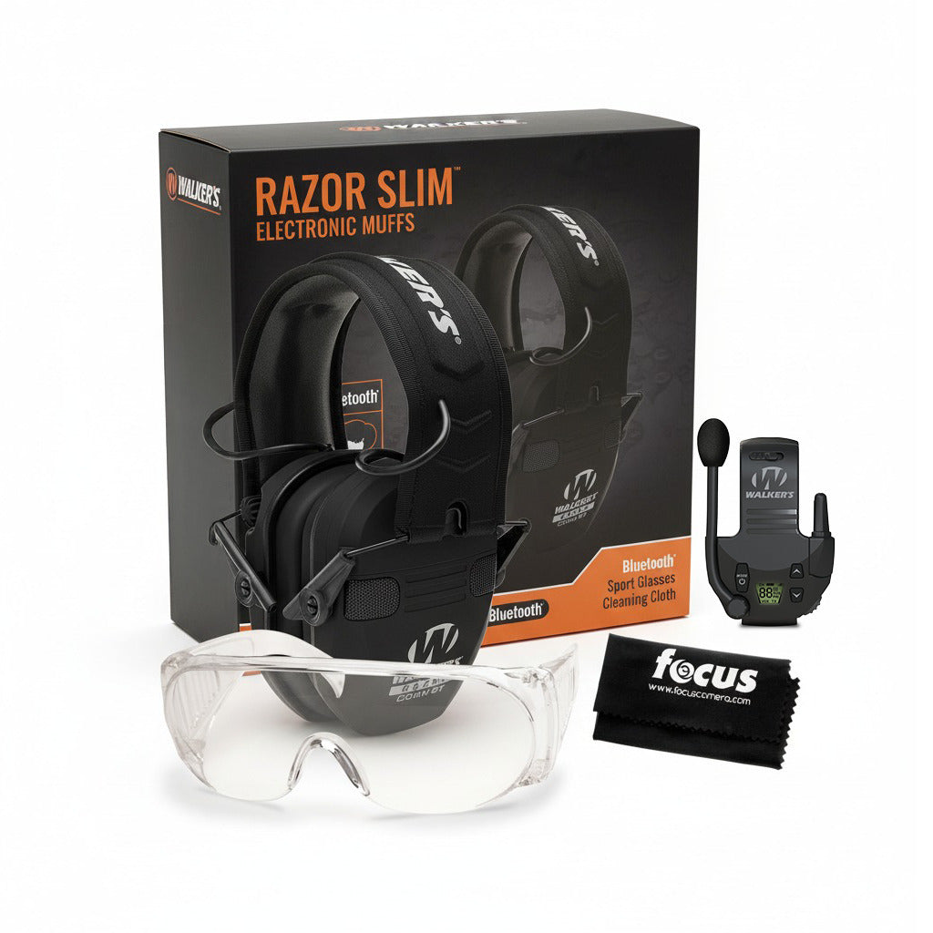 Walker's Razor Digital Ear Muffs (OD GRN Patriot) with Walkie Talkie Bundle