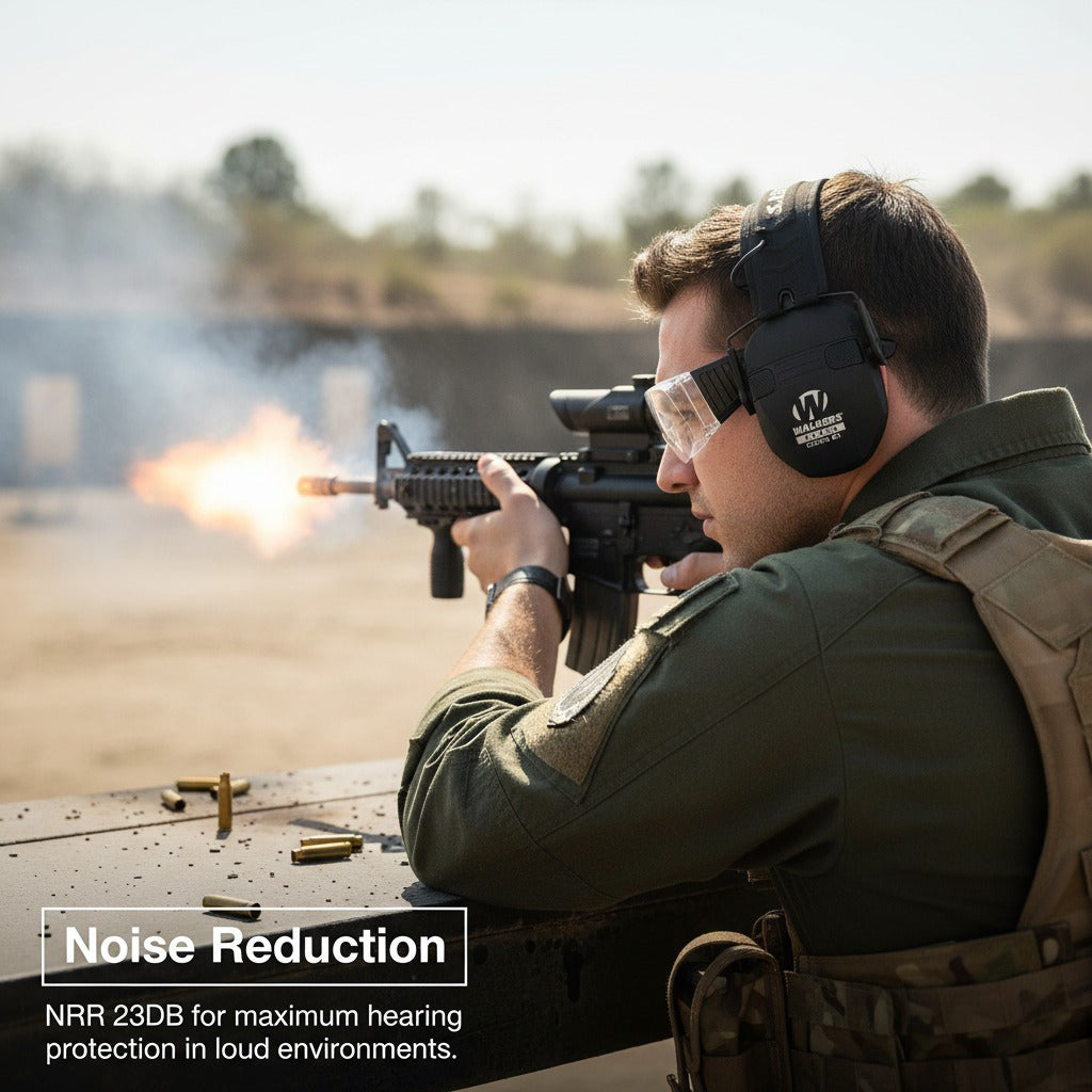 Walker's Razor Digital Ear Muffs (OD GRN Patriot) with Walkie Talkie Bundle