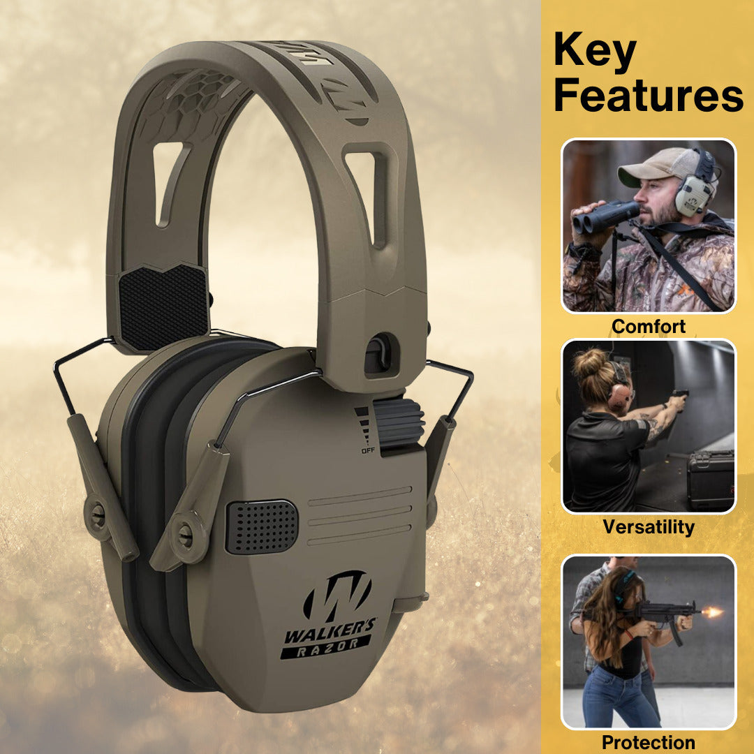 Walkers Razor Digital Ear Muffs (Flat Dark Earth) with Walkie Talkie Bundle