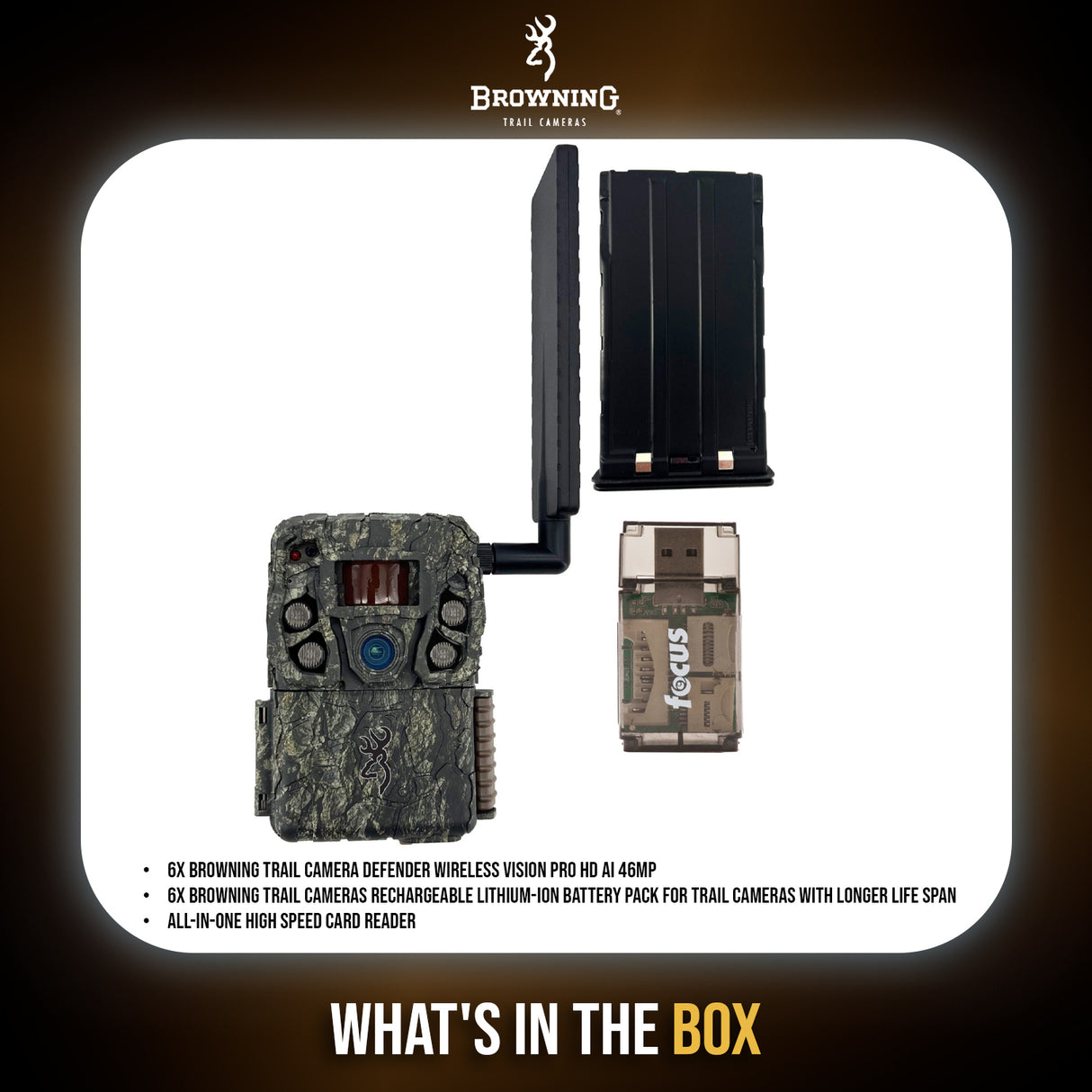 Browning Trail Camera - Defender Wireless Vision Pro HD AI 46MP Bundle (6 Pack)